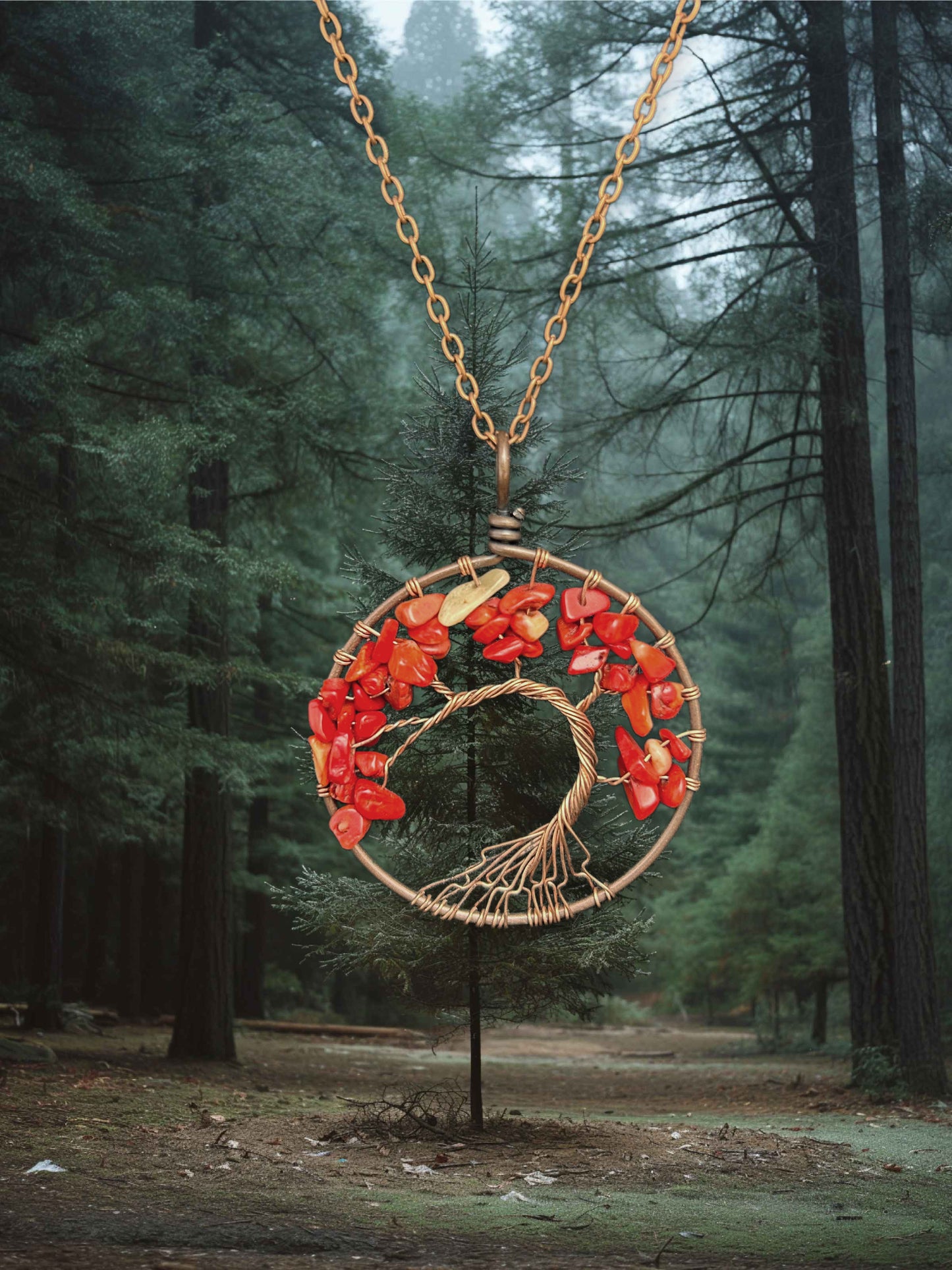 Red Coral Tree Necklace