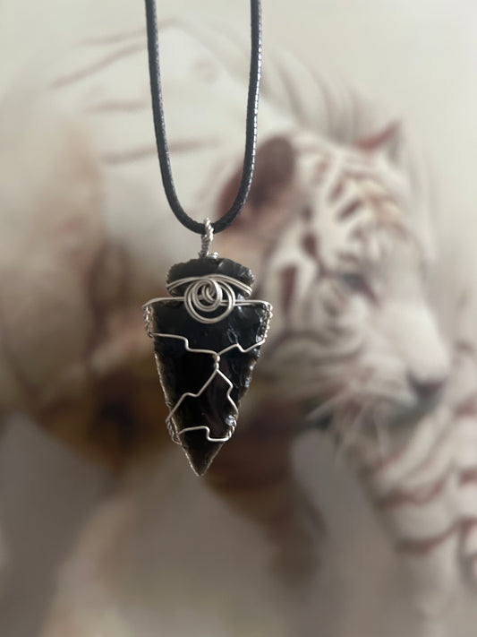 Black Obsidian Arrowhead Necklace
